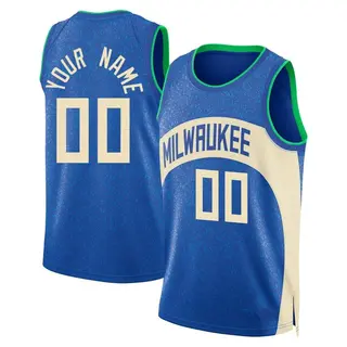 Milwaukee Bucks Men's Custom Blue Swingman 2023/24 City Edition Jersey