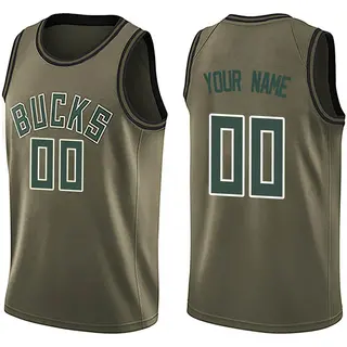 Milwaukee Bucks Men's Custom Green Swingman Salute to Service Jersey