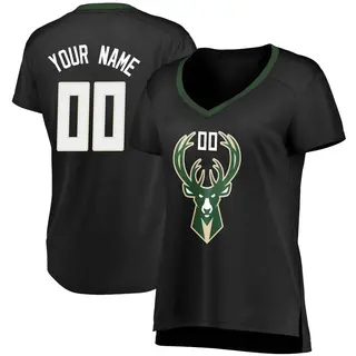 Milwaukee Bucks Women's Custom Black Fast Break Jersey - Statement Edition