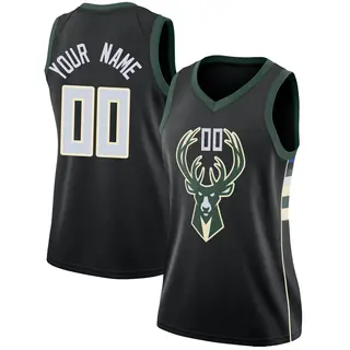 Milwaukee Bucks Women's Custom Black Swingman Jersey - Statement Edition