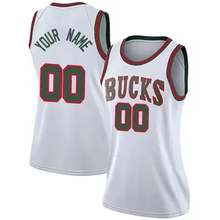 Milwaukee Bucks Women's Custom White Swingman Fashion Hardwood Classics Jersey