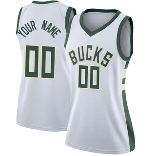 Milwaukee Bucks Women's Custom White Swingman Jersey - Association Edition