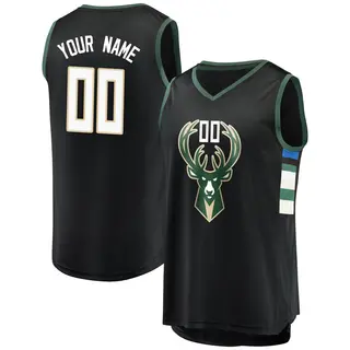 Milwaukee Bucks Youth Custom Black Fast Break Jersey - Statement Edition