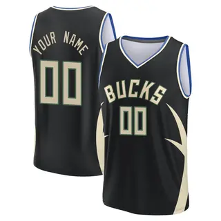 Milwaukee Bucks Youth Custom Black Fast Break Statement Edition 2022/23 Jersey