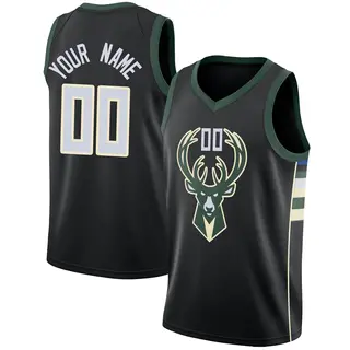 Milwaukee Bucks Youth Custom Black Swingman Jersey - Statement Edition