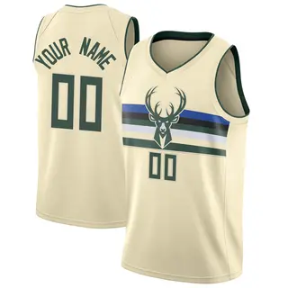 Milwaukee Bucks Youth Custom Cream Swingman Jersey - City Edition