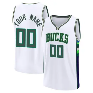 Milwaukee Bucks Youth Custom White Fast Break 2021/22 Replica City Edition Jersey