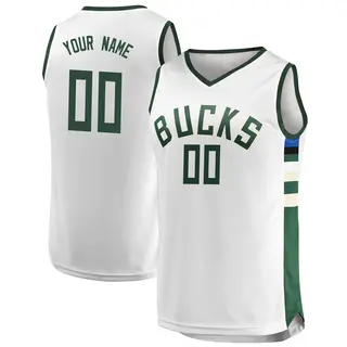 Milwaukee Bucks Youth Custom White Fast Break Jersey - Association Edition